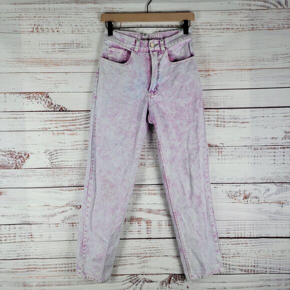 Mokuyobi Denim Jeans Womens 26 Lavender Acid Wash High Rise Tapered Pants Retro - Picture 1 of 15